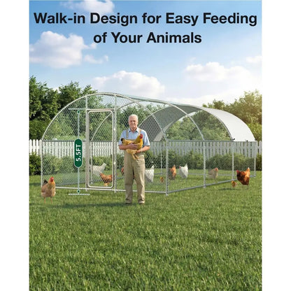 Outdoor Chicken Run with Cover, 19.5x10x6.4ft