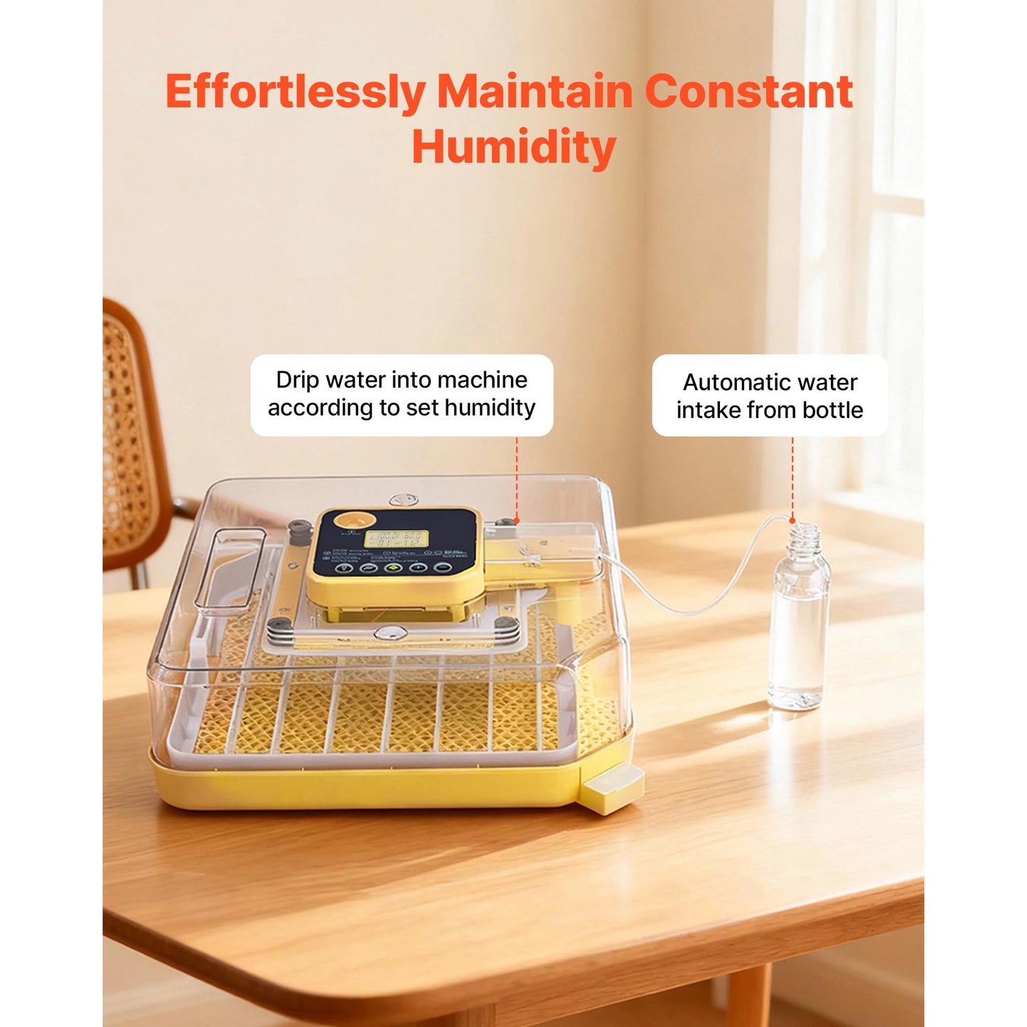 Egg Incubator with LED Candler Temperature Auto Humidity  360° View Clear Window