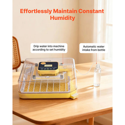 Egg Incubator with LED Candler Temperature Auto Humidity  360° View Clear Window