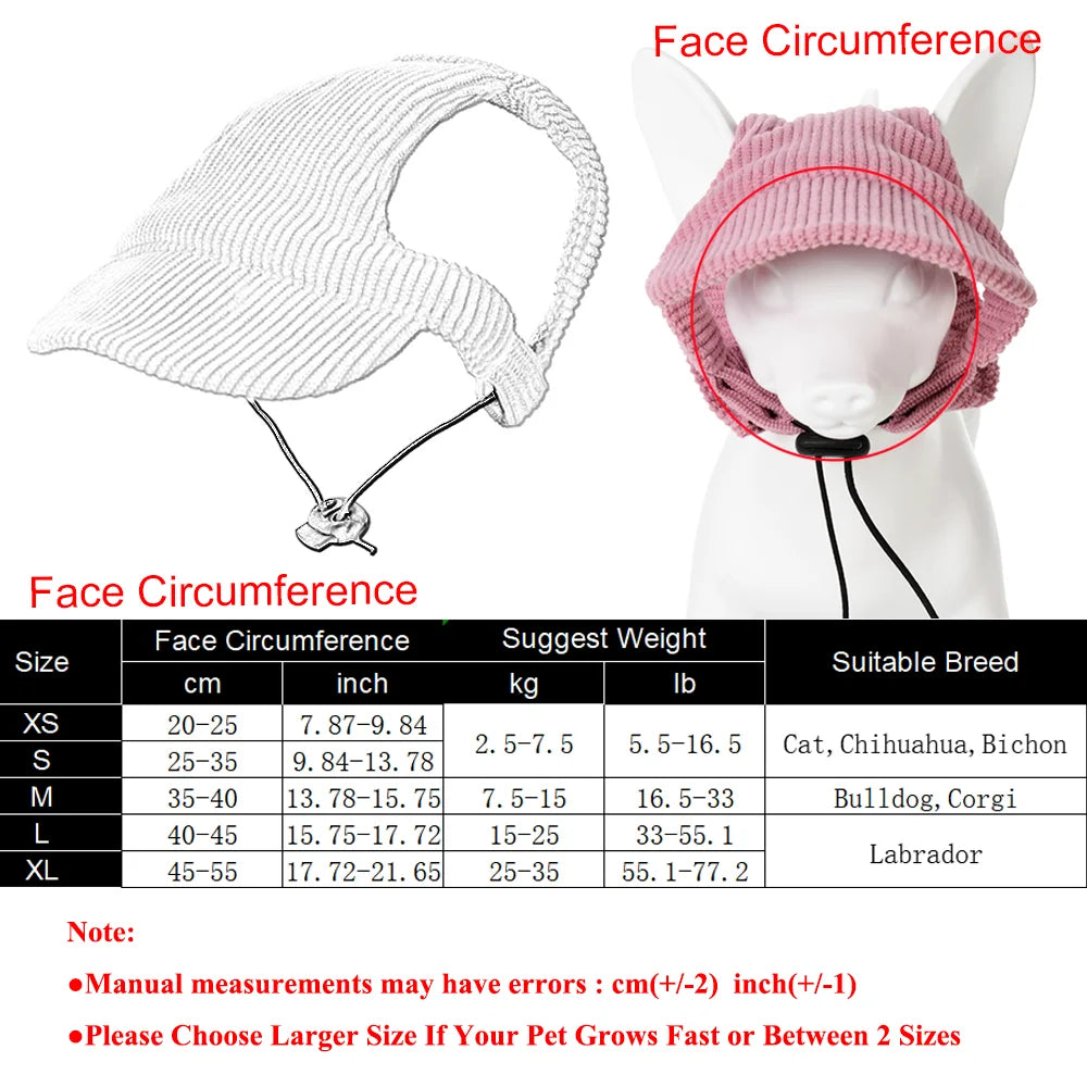 Cute Hat for Cats Dogs Adjustable  Baseball Cap With Ear Hole