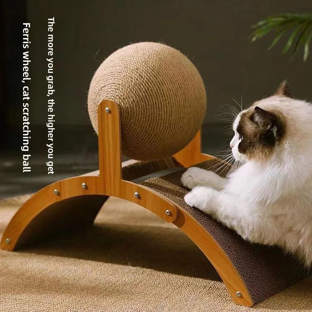 2 In 1, Cat Scratching Ball Wooden Cat Scratcher
