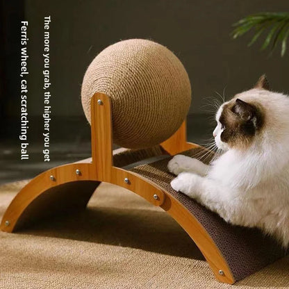 2 In 1, Cat Scratching Ball Wooden Cat Scratcher