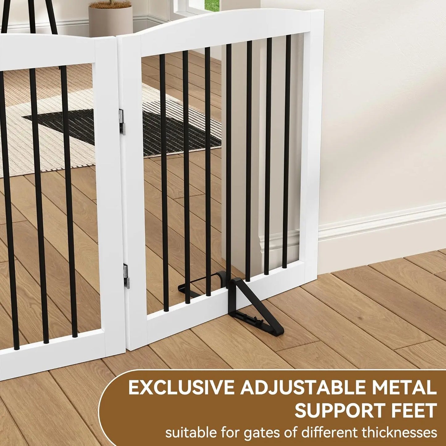 Pet Gate Support Feet Set of 2, Adjustable for Extra Wide Foldable Dog Gates,