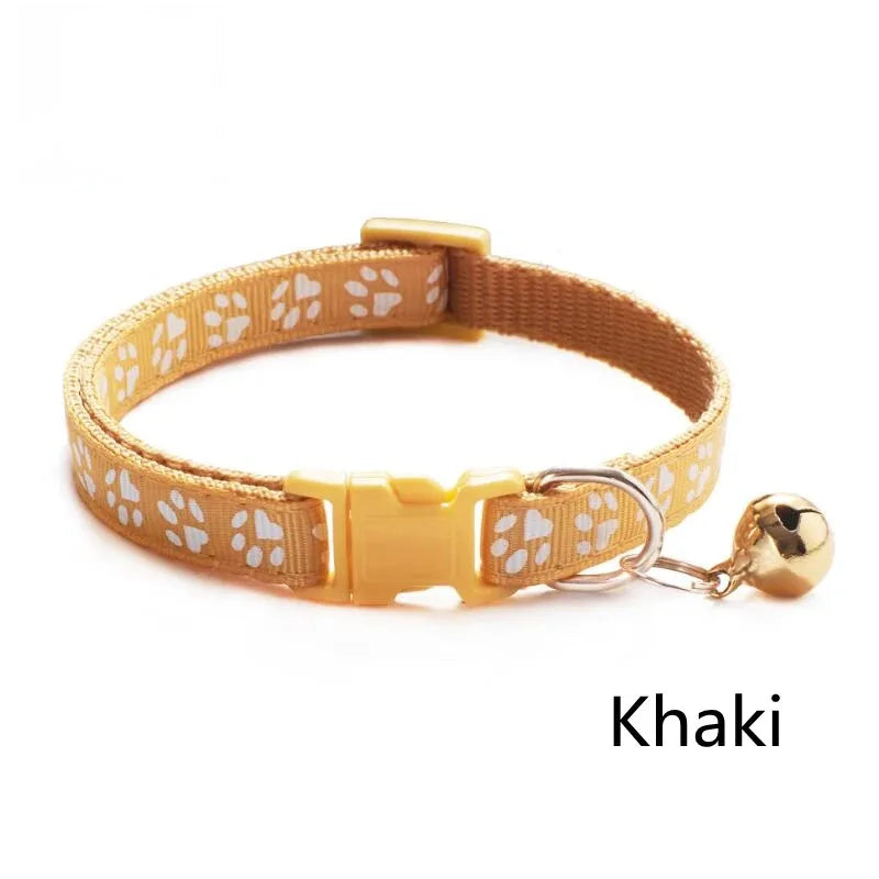 1/6/18pcs Collar With Bell Footprints Colorful Adjustable Bell Ring Necklace Pet