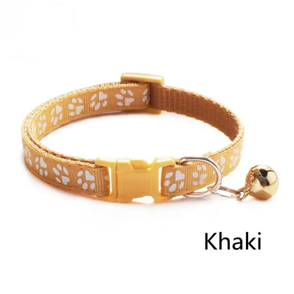 1/6/18pcs Collar With Bell Footprints Colorful Adjustable Bell Ring Necklace Pet