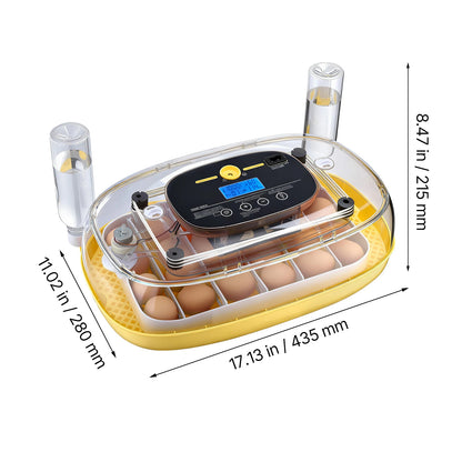 Egg Incubator with LED Candler Temperature Auto Humidity  360° View Clear Window