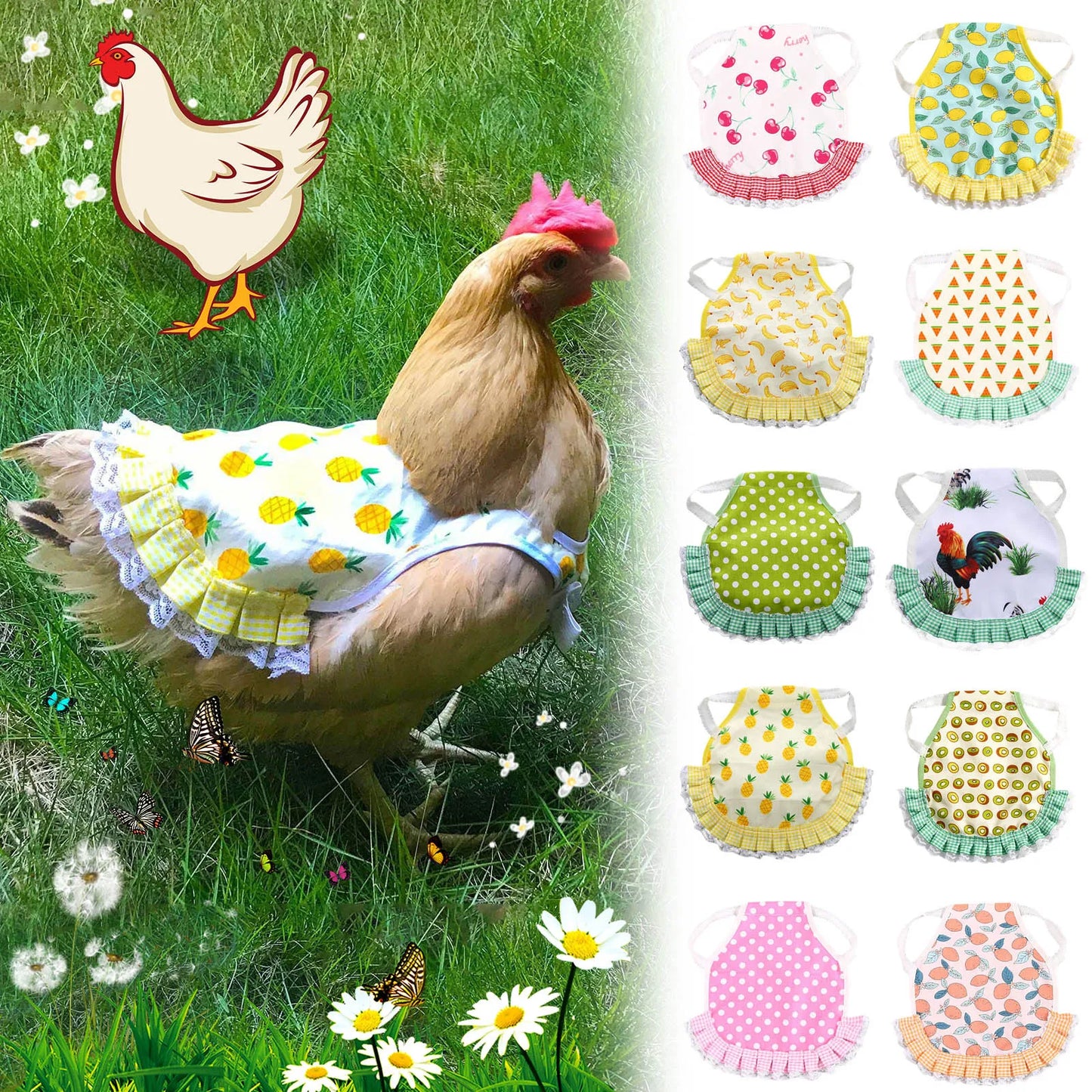 1pcs Farm Hen Feather Retainer Chicken Saddle Strap Apron Double Back Protector