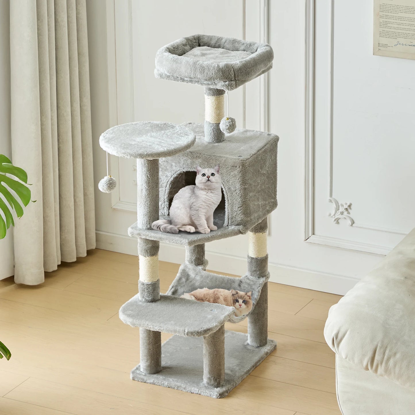 44In Cat Tree Multi-Cat Climbing Tower Scratching Posts