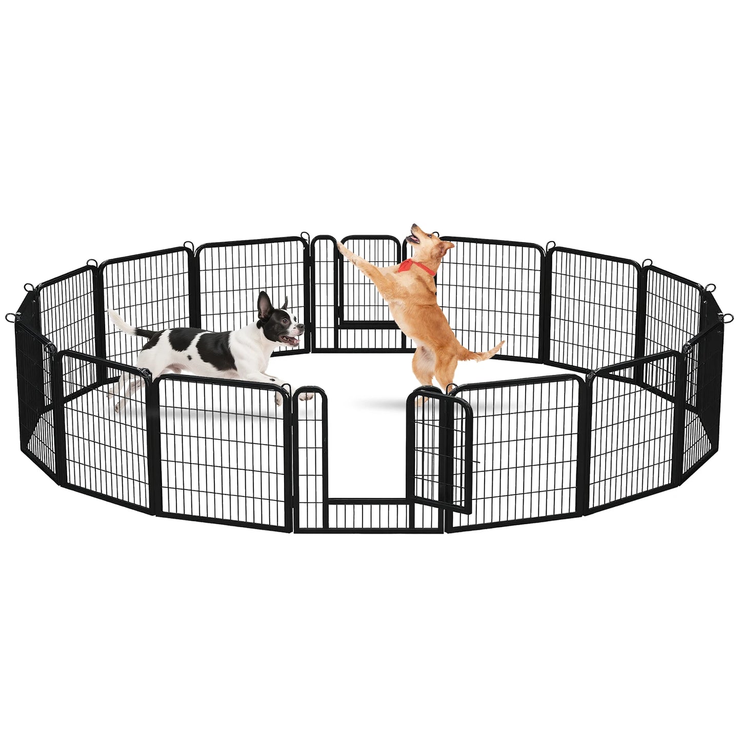 Dog Playpen with Door, Outdoor/Indoor Foldable Metal Fence