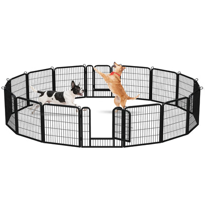Dog Playpen with Door, Outdoor/Indoor Foldable Metal Fence