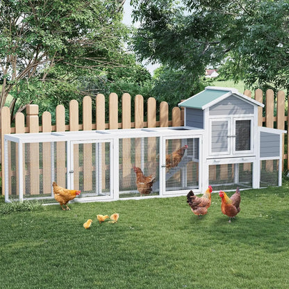 122'' Weatherproof Large Wooden  Multi-Pet Hen House With Run