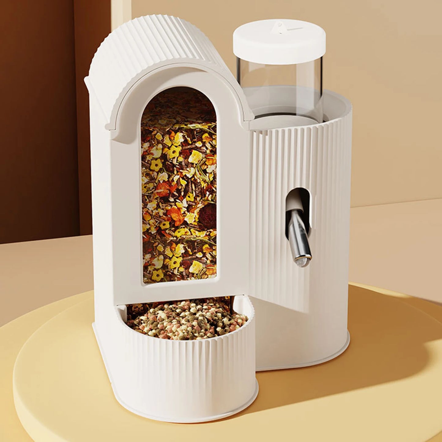 2-in-1 Automatic Food Bowl Large Capacity Hamster Feeder And Waterer