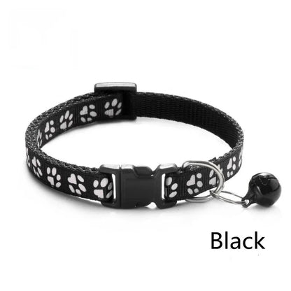 1/6/18pcs Collar With Bell Footprints Colorful Adjustable Bell Ring Necklace Pet