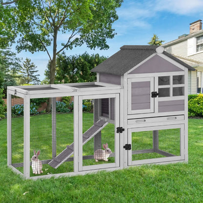 2-Story Rabbit Hutch Full Metal Frame- 62" with 6 locking casters