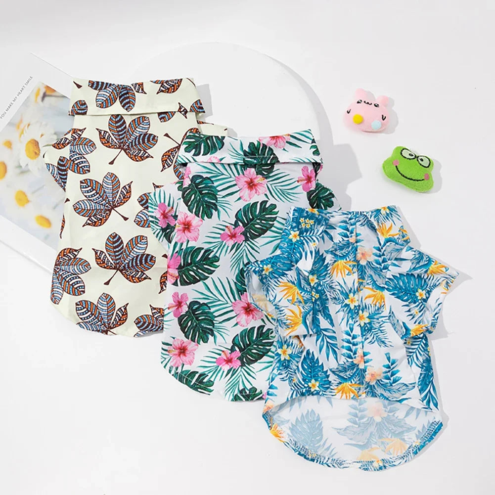 Hawaiian Style  Dog Shirts for Small Medium Dogs Puppy Cat