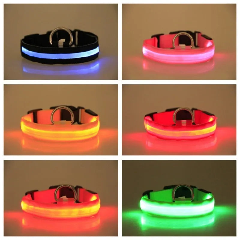 Battery Collar Nylon LED Night Safety Flashing Glow in The Dark