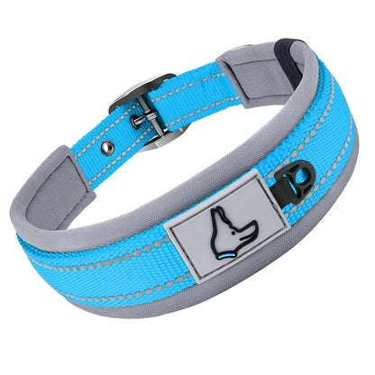 Padded Dog Collars Reflective Adjustable Heavy Duty Nylon Neoprene