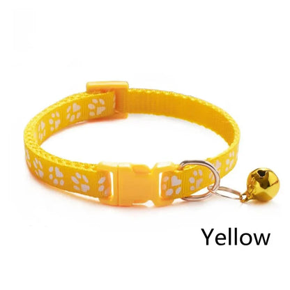 1/6/18pcs Collar With Bell Footprints Colorful Adjustable Bell Ring Necklace Pet