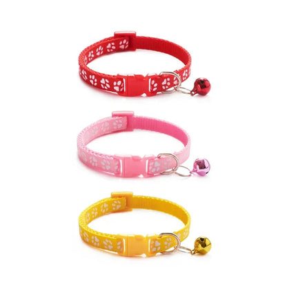 1/6/18pcs Collar With Bell Footprints Colorful Adjustable Bell Ring Necklace Pet