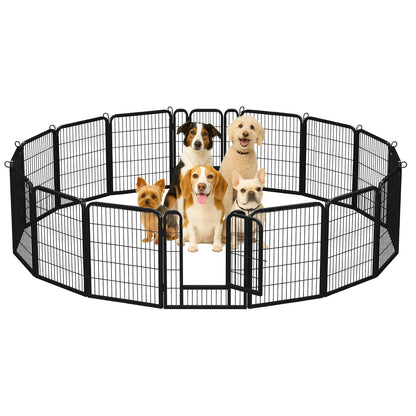 Dog Playpen with Door, Outdoor/Indoor Foldable Metal Fence