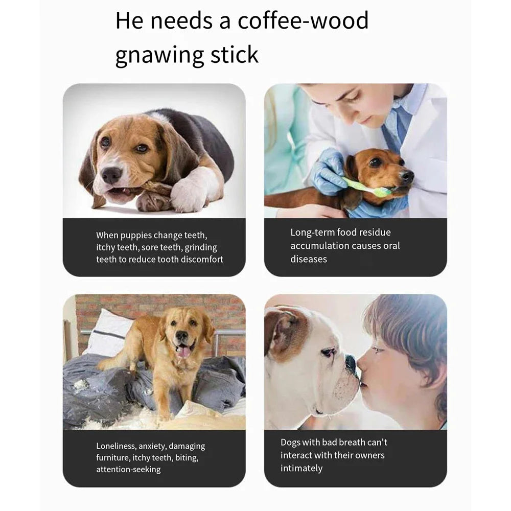 Coffee‑Shaped Wooden Dog Chew Toy – Durable Natural Wood for Tooth Pressure Relief