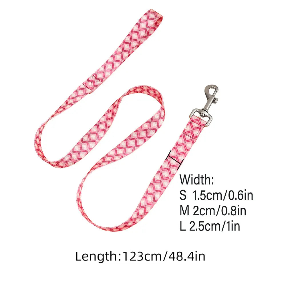 Colorful Silk-Print Cat & Dogs Lead Rope Fashion Nylon Dog Leashes