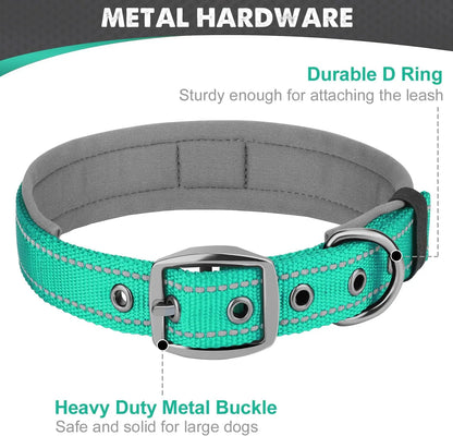 Padded Dog Collars Reflective Adjustable Heavy Duty Nylon Neoprene