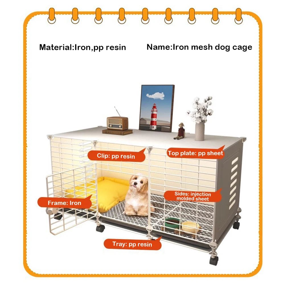 Kennel with Wheels & Tray Indoor  Wired Cage  Small/Medium dog