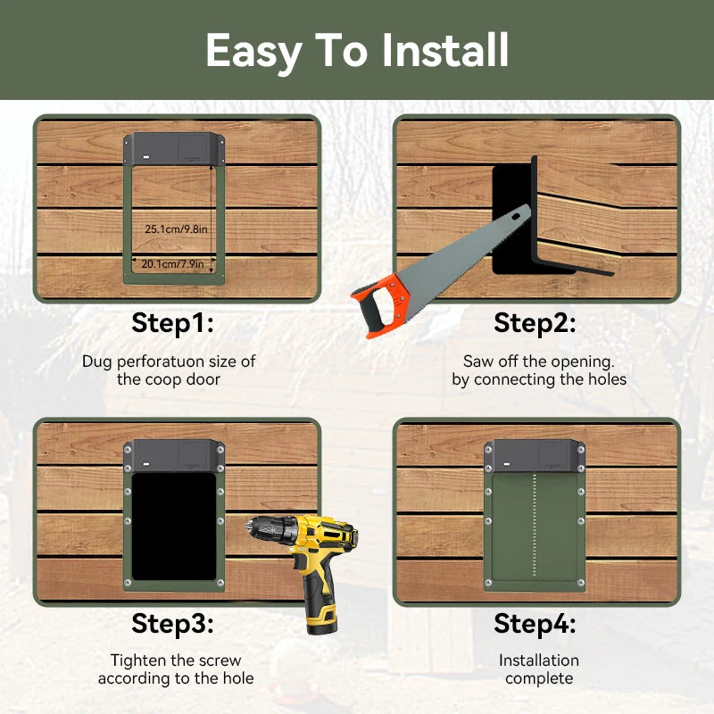 Step-by-step guide on how to install a wooden door with tools and measurements.