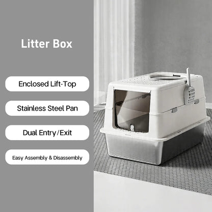 Stainless Steel Cat Litter Box with Flip Cover