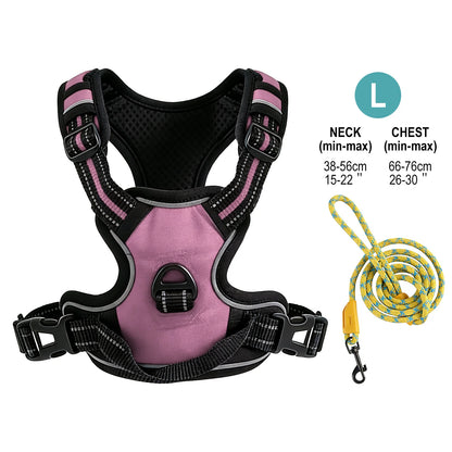 Pet Reflective Nylon Dog Collars Harness Vests Leash Adjustable