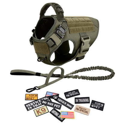 Military Large Dog Harness Collar Leash Bags Patches