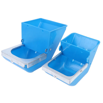Two blue plastic containers with lids on a white background