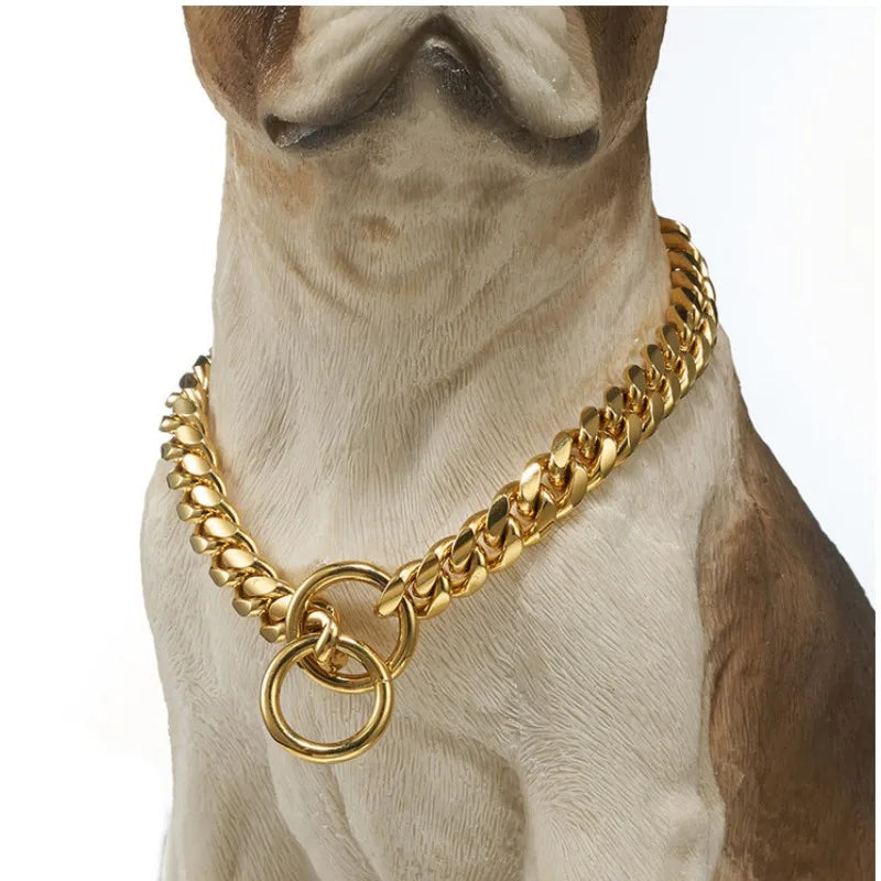 Luxury Collar Gold Dog Chain Choker For Pitbull Bulldog Teddy French Bulldog