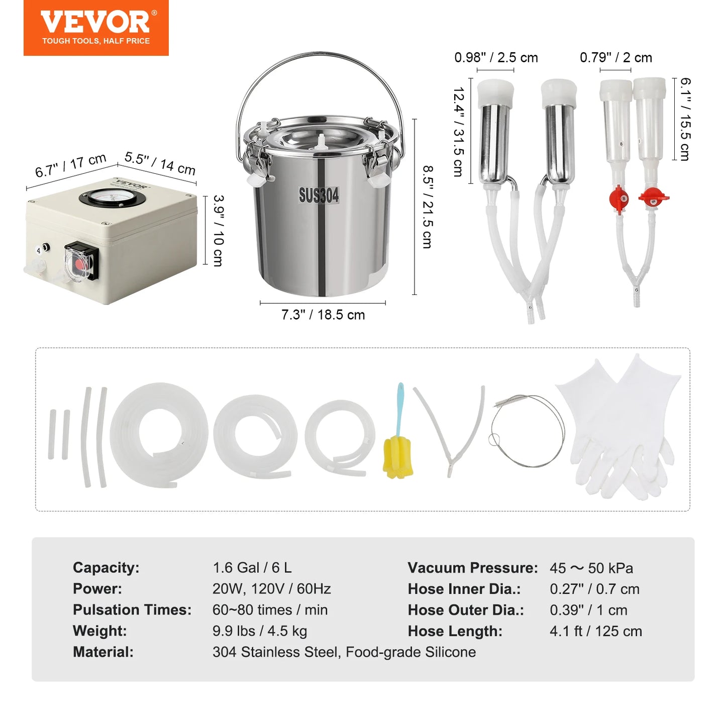 Milking Machine Stainless Steel Automatic Pulsation Cup Tubes