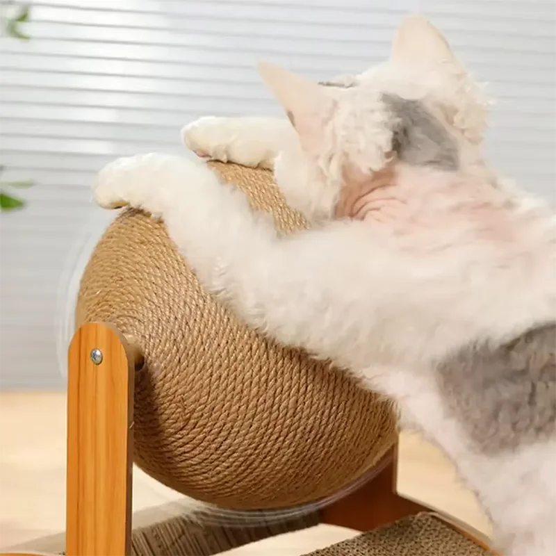 2 In 1, Cat Scratching Ball Wooden Cat Scratcher