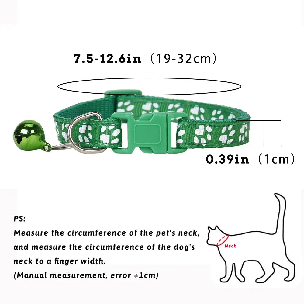 1/6/18pcs Collar With Bell Footprints Colorful Adjustable Bell Ring Necklace Pet