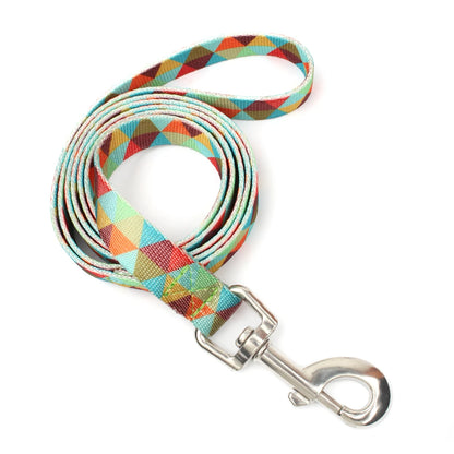 Colorful Silk-Print Cat & Dogs Lead Rope Fashion Nylon Dog Leashes