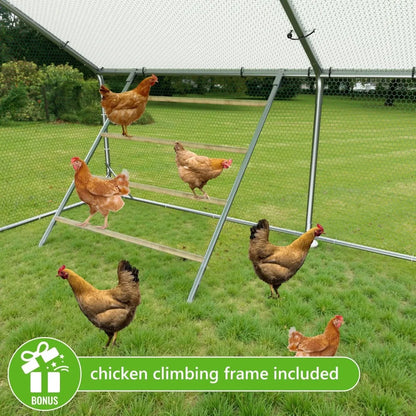 Metal Chicken Coop with Anti-UV Cover, Walk-in Pen