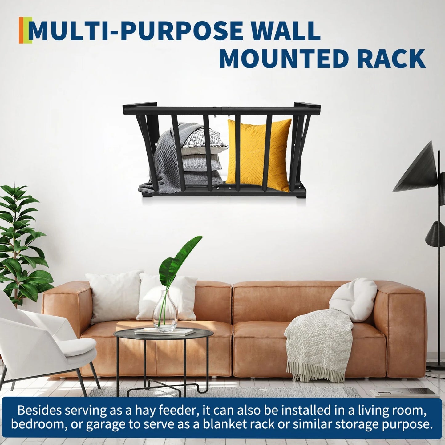 Wall Mount Hay Feeder Rack, Heavy Duty Carbon Steel Hay Holder