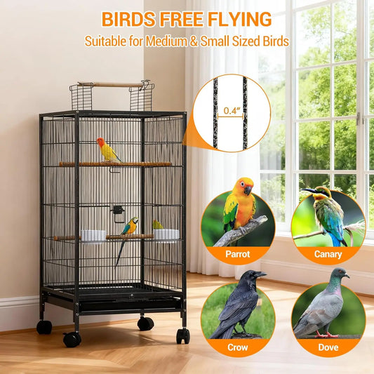 101cm Open Top Budgie Cage with Rolling Stand