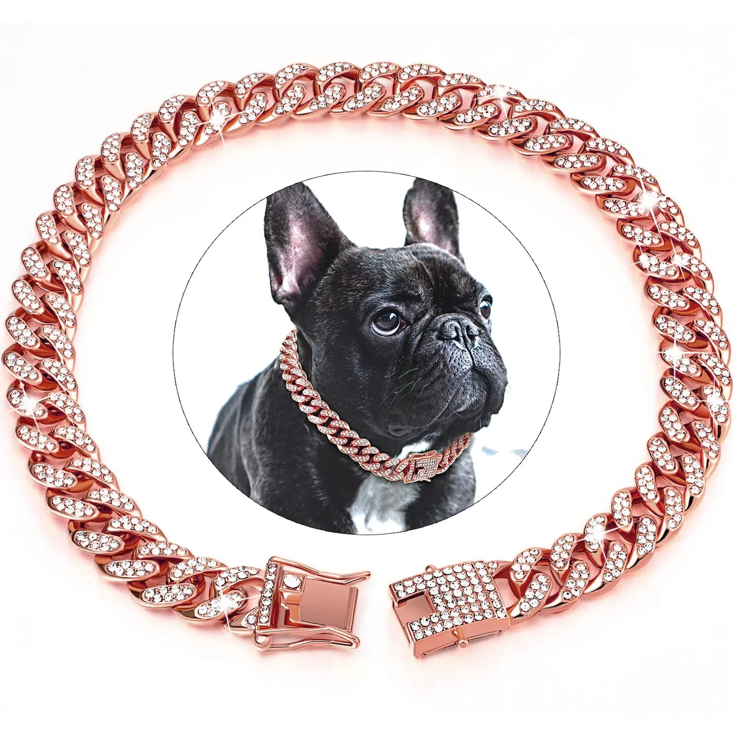 Dog Chain Collar Diamond Cuban Link Necklace Metal Cat Chain