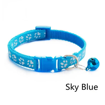 1/6/18pcs Collar With Bell Footprints Colorful Adjustable Bell Ring Necklace Pet