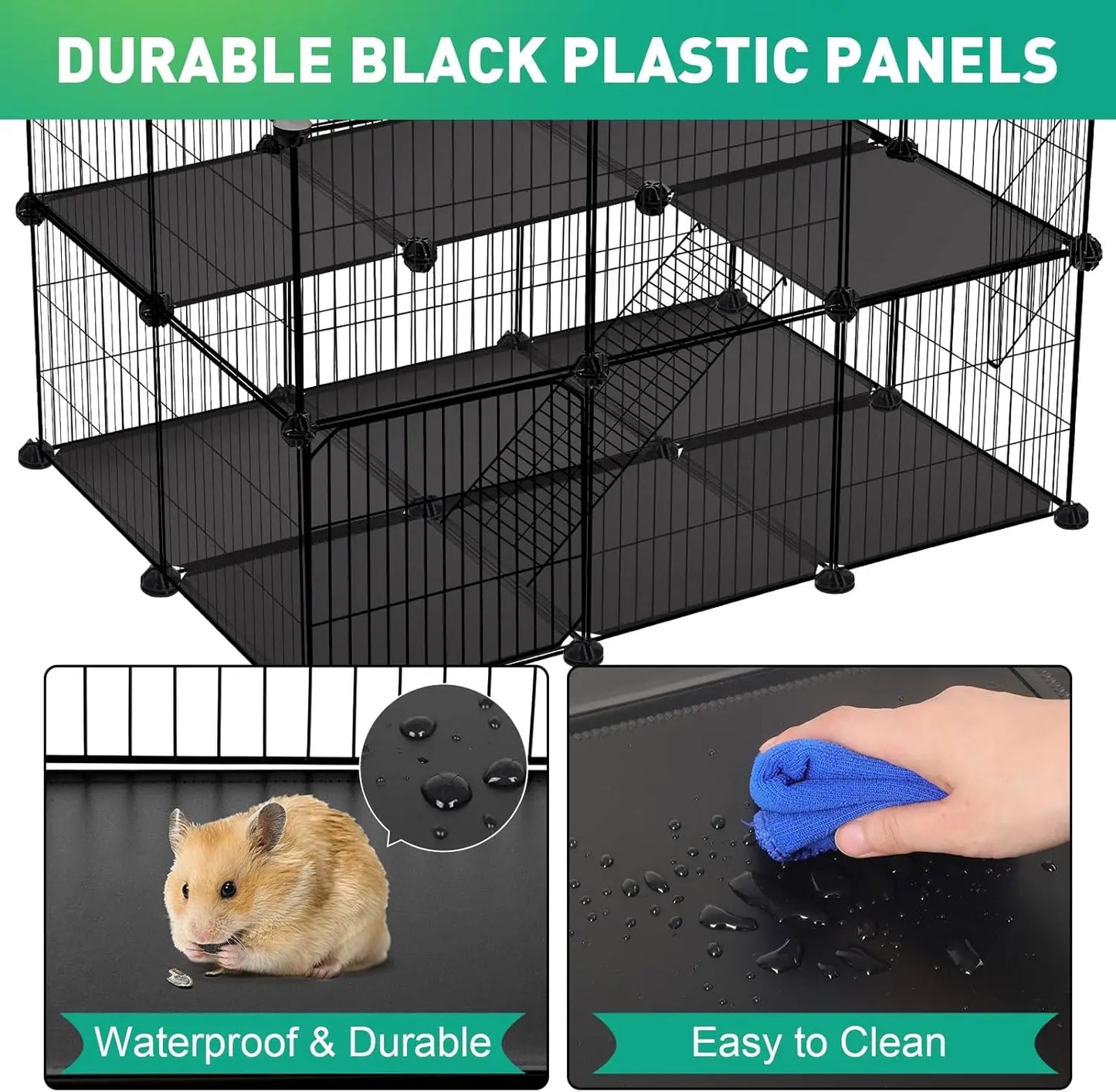 41-Panel Small Animal Playpen with 2 Doors, 35.4x23.6x23.6 Inches,