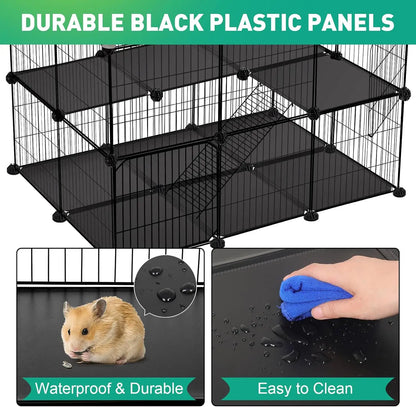 41-Panel Small Animal Playpen with 2 Doors, 35.4x23.6x23.6 Inches,
