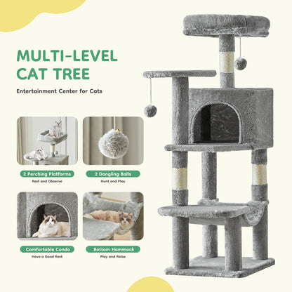44In Cat Tree Multi-Cat Climbing Tower Scratching Posts