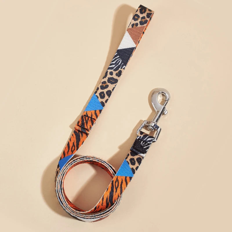 Colorful Silk-Print Cat & Dogs Lead Rope Fashion Nylon Dog Leashes