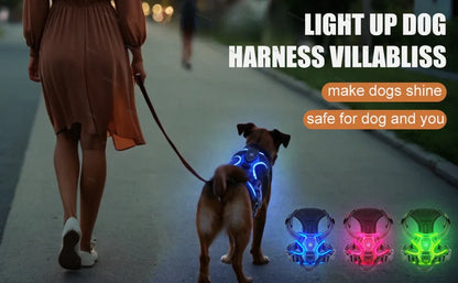 Led luminous Dog Harness No Pull Adjustable Rechargeable