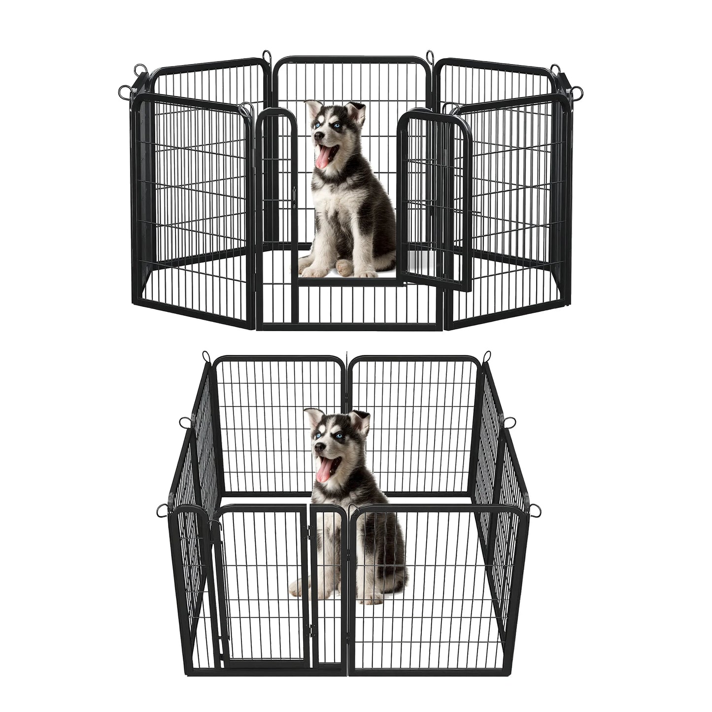 Dog Playpen with Door, Outdoor/Indoor Foldable Metal Fence
