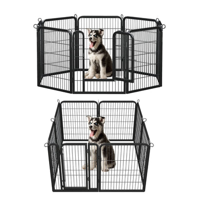Dog Playpen with Door, Outdoor/Indoor Foldable Metal Fence